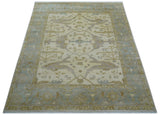 Hand Knotted Traditional Oushak Design Gray And Beige 8x10 Wool Rug