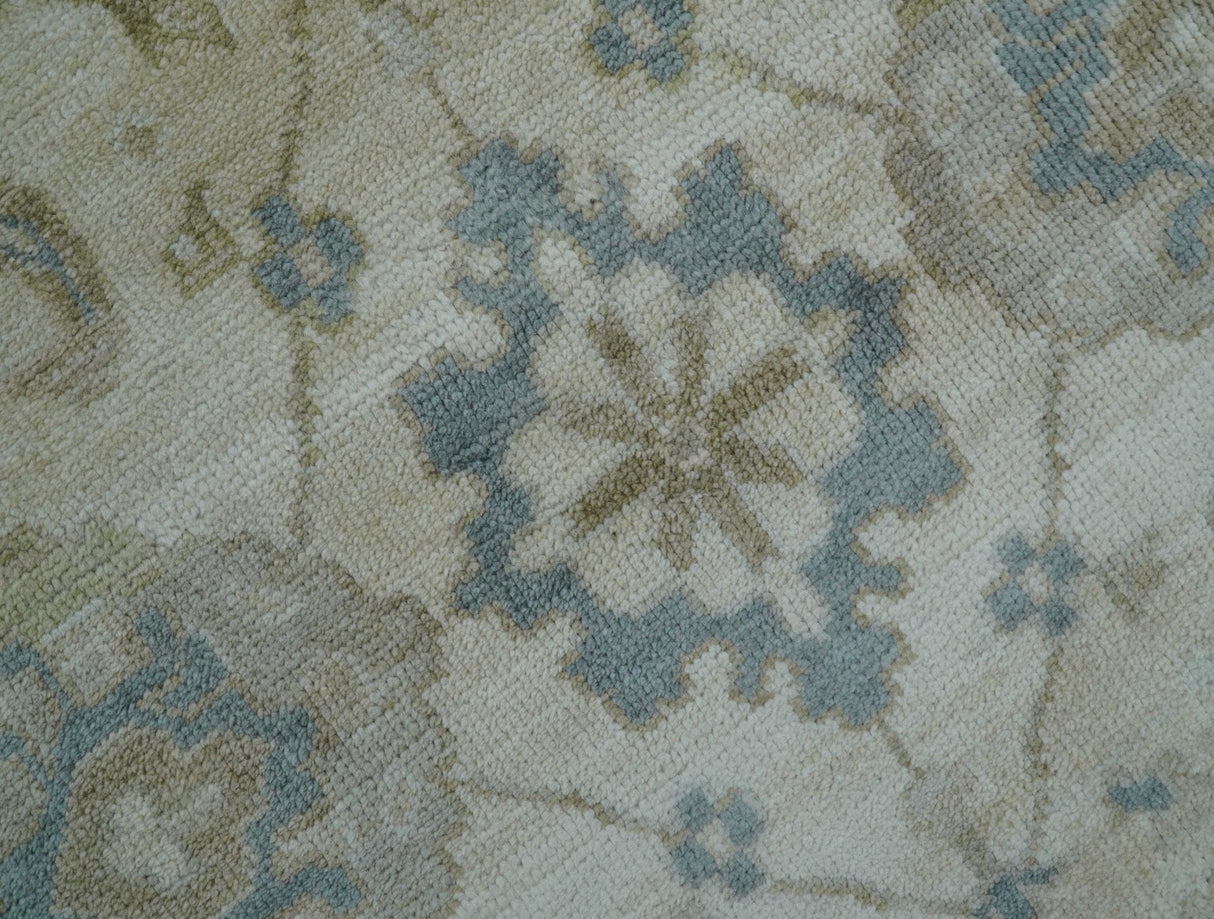 Hand Knotted Traditional Oushak Design Ivory And Gray 6x9 Wool Rug