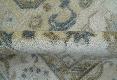 Hand Knotted Traditional Oushak Design Ivory And Gray 6x9 Wool Rug