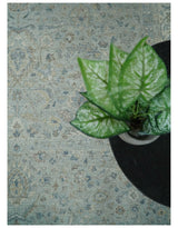 Hand Knotted Traditional Silver, brown and Beige Antique Textured Low Pile Distressed Wool Rug | TRD53114