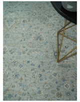 Hand Knotted Traditional Silver, brown and Beige Antique Textured Low Pile Distressed Wool Rug | TRD53114