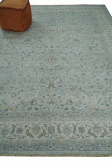 Hand Knotted Traditional Silver, brown and Beige Antique Textured Low Pile Distressed Wool Rug | TRD53114