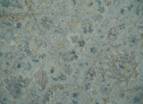 Hand Knotted Traditional Silver, brown and Beige Antique Textured Low Pile Distressed Wool Rug | TRD53114