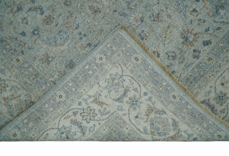 Hand Knotted Traditional Silver, brown and Beige Antique Textured Low Pile Distressed Wool Rug | TRD53114