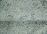 Hand Knotted Traditional Silver, brown and Beige Antique Textured Low Pile Distressed Wool Rug | TRD53114