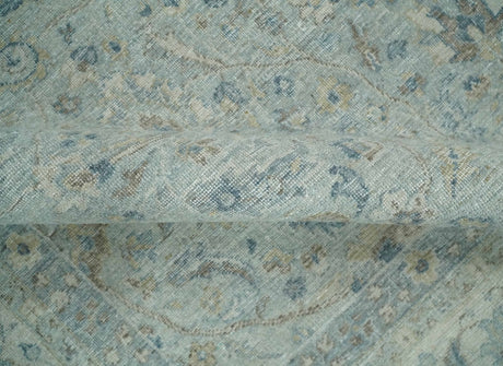 Hand Knotted Traditional Silver, brown and Beige Antique Textured Low Pile Distressed Wool Rug | TRD53114