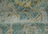 Hand Knotted Traditional Turkish Oushak Blue And Beige Wool Rug
