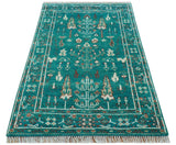 Hand knotted Tree of life Teal Traditional Style 4x6 Wool Area Rug