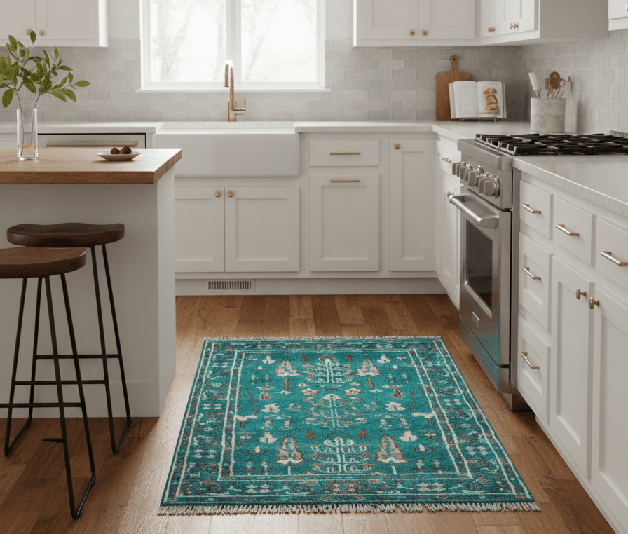 Hand knotted Tree of life Teal Traditional Style 4x6 Wool Area Rug