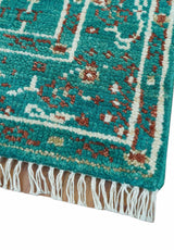 Hand knotted Tree of life Teal Traditional Style 4x6 Wool Area Rug