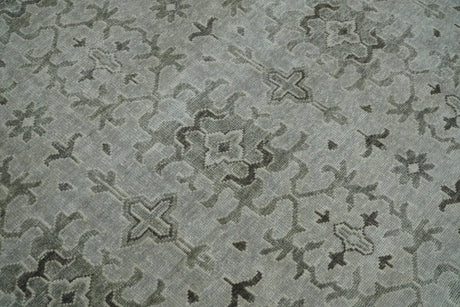 Hand Knotted Wool Blend Traditional Silver and Brown Area Rug