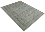 Hand Knotted Wool Blend Traditional Silver and Brown Area Rug