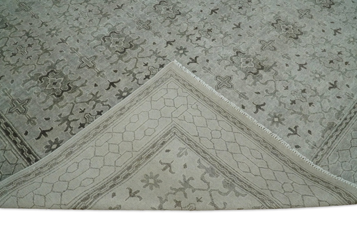 Hand Knotted Wool Blend Traditional Silver and Brown Area Rug