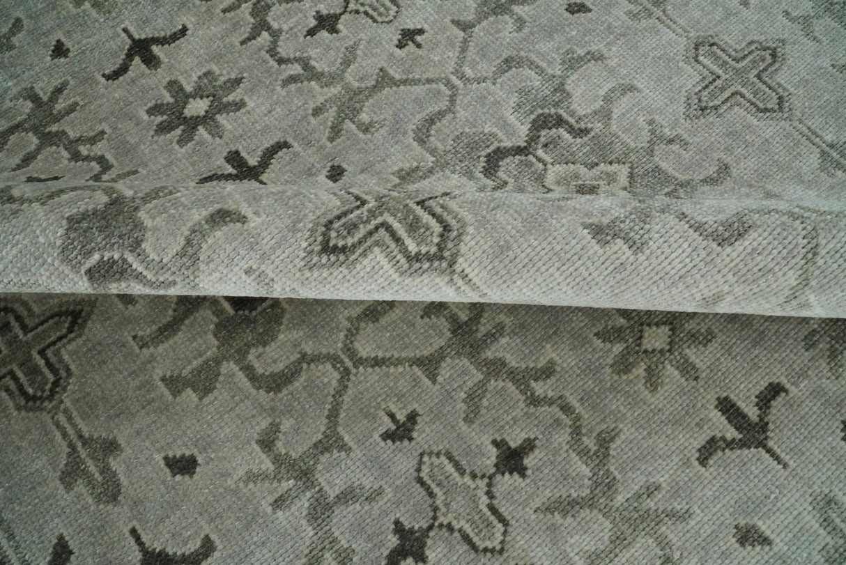 Hand Knotted Wool Blend Traditional Silver and Brown Area Rug