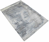 Hand Loom 5x8 Modern Abstract Ivory and Gray Viscose Rug