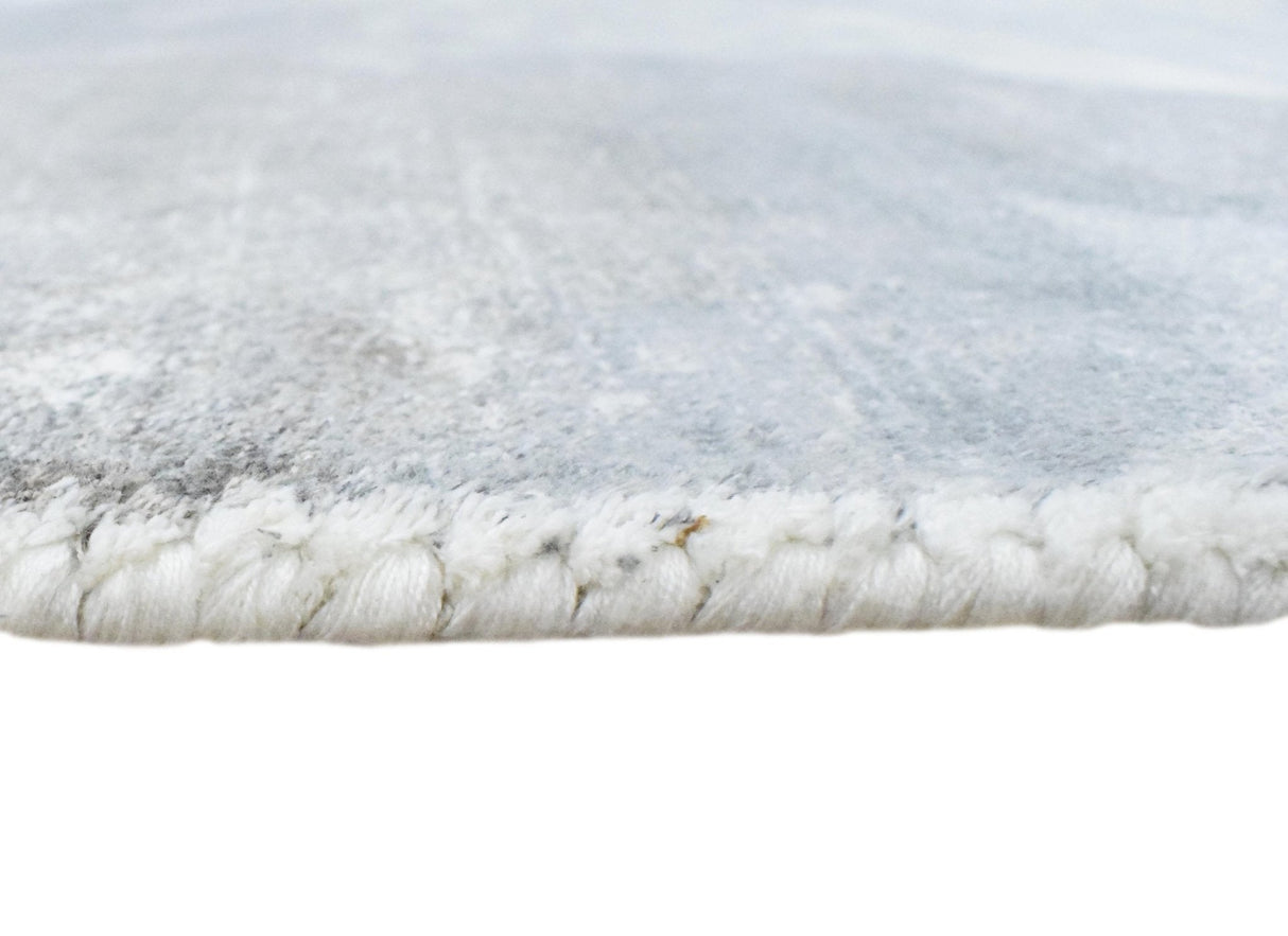 Hand Loom 5x8 Modern Abstract Ivory and Gray Viscose Rug