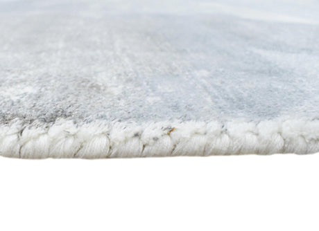 Hand Loom 5x8 Modern Abstract Ivory and Gray Viscose Rug