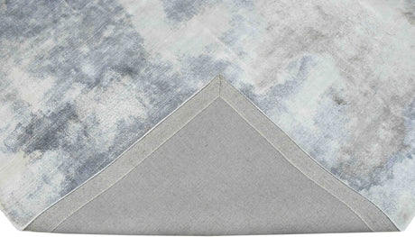 Hand Loom 5x8 Modern Abstract Ivory and Gray Viscose Rug