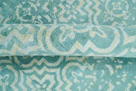 Hand Loom 5x8 Modern Style Teal Wool Blend Area Rug