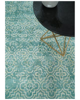 Hand Loom 5x8 Modern Style Teal Wool Blend Area Rug