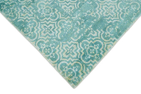 Hand Loom 5x8 Modern Style Teal Wool Blend Area Rug