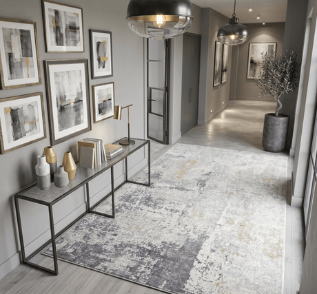 Hand Loom 6x9 Modern Abstract Gray and Ivory Area Rug