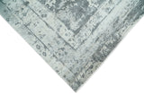 Hand Loom 8x10 Abstract Ivory and Gray Blended Wool and Bamboo Silk Area Rug