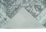 Hand Loom 8x10 Abstract Ivory and Gray Blended Wool and Bamboo Silk Area Rug