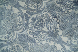 Hand Loom 8x10 Damask Ivory and gray Blended Wool and Bamboo Silk Area Rug