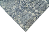 Hand Loom 8x10 Damask Ivory and gray Blended Wool and Bamboo Silk Area Rug