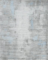 Hand Loom 8x10 Modern Abstract Gray And Silver Viscose Rug