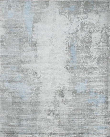 Hand Loom 8x10 Modern Abstract Gray And Silver Viscose Rug