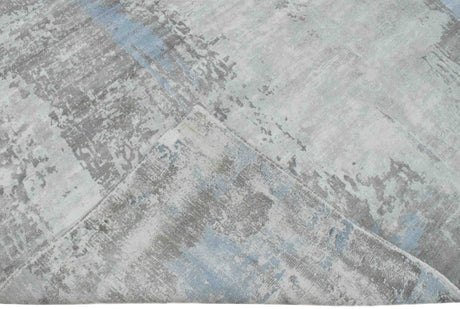 Hand Loom 8x10 Modern Abstract Gray And Silver Viscose Rug