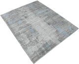 Hand Loom 8x10 Modern Abstract Gray And Silver Viscose Rug