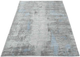 Hand Loom 8x10 Modern Abstract Gray And Silver Viscose Rug