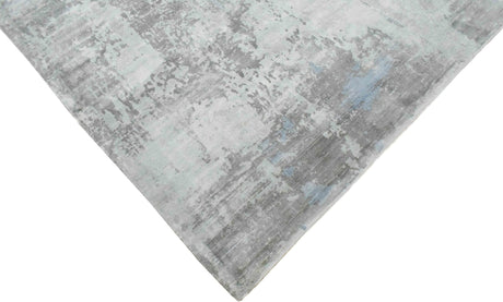 Hand Loom 8x10 Modern Abstract Gray And Silver Viscose Rug