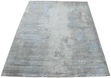 Hand Loom 8x10 Modern Abstract Gray And Silver Viscose Rug