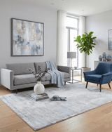 Hand Loom 8x10 Modern Abstract Gray And Silver Viscose Rug