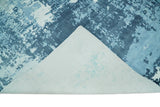 Hand Loom Modern Abstract Blue Wool and Bamboo Silk Area Rug