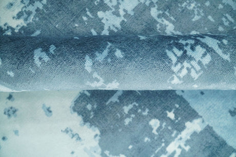 Hand Loom Modern Abstract Blue Wool and Bamboo Silk Area Rug