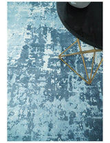 Hand Loom Modern Abstract Blue Wool and Bamboo Silk Area Rug