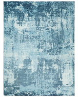 Hand Loom Modern Abstract Blue Wool and Bamboo Silk Area Rug