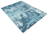 Hand Loom Modern Abstract Blue Wool and Bamboo Silk Area Rug