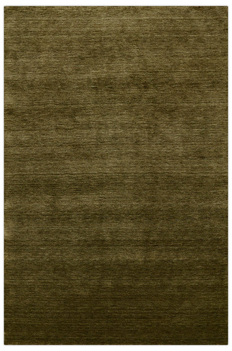 Hand Loomed Modern Green Solid Wool Area Rug