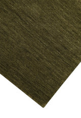 Hand Loomed Modern Green Solid Wool Area Rug