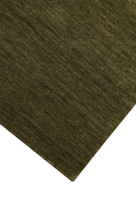 Hand Loomed Modern Green Solid Wool Area Rug