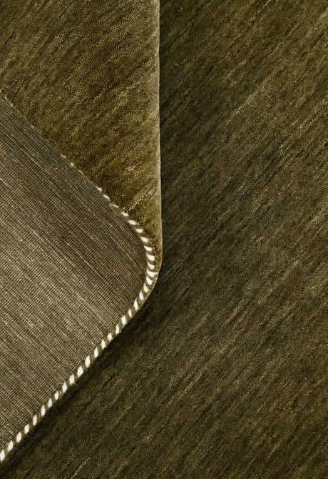Hand Loomed Modern Green Solid Wool Area Rug