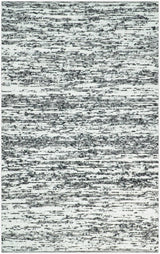 Hand Made 5x8 Black and Ivory Wool Area Rug
