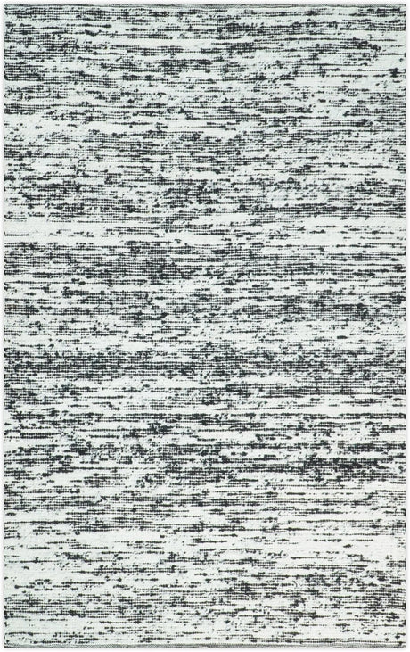 Hand Made 5x8 Black and Ivory Wool Area Rug