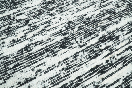 Hand Made 5x8 Black and Ivory Wool Area Rug